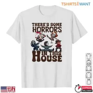 Cartoon Horror Villains T-Shirt – Theres Some Horrors in This House Halloween Tee