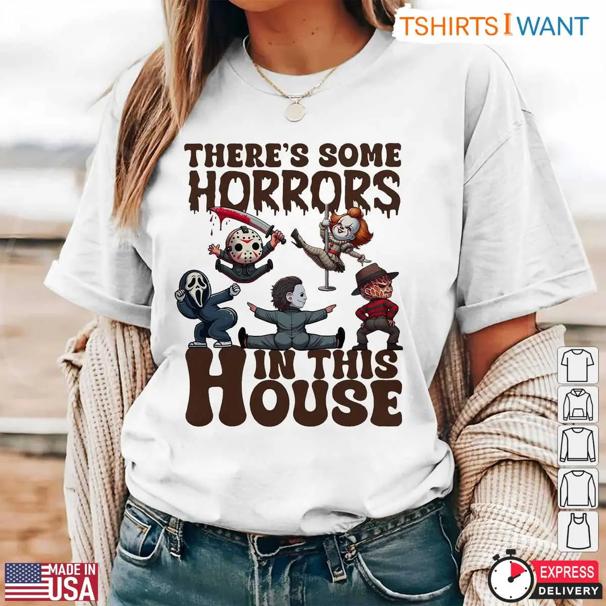 Cartoon Horror Villains T Shirt E28093 Theres Some Horrors in This House Halloween Tee 3.jpg