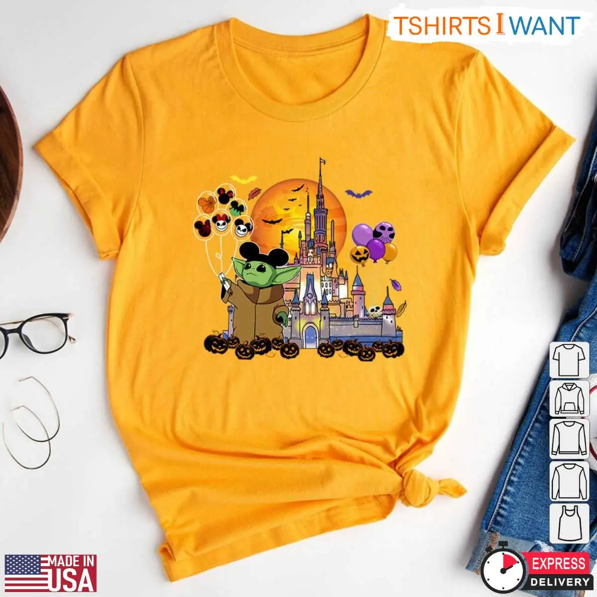Castle Baby Yoda Halloween T-Shirt – Spooky Walt Disney World Theme Park Graphic Tee for Fans 12 Baby Yoda Halloween T-Shirt