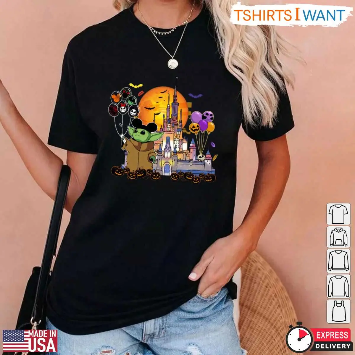 Castle Baby Yoda Halloween T Shirt Spooky Walt Disney World Theme Park Graphic Tee for Fans 2 1.jpg