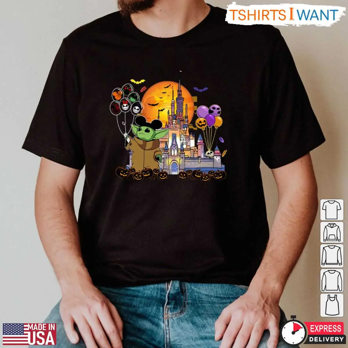 Castle Baby Yoda Halloween T-Shirt – Spooky Walt Disney World Theme Park Graphic Tee for Fans 13 Baby Yoda Halloween T-Shirt Detail