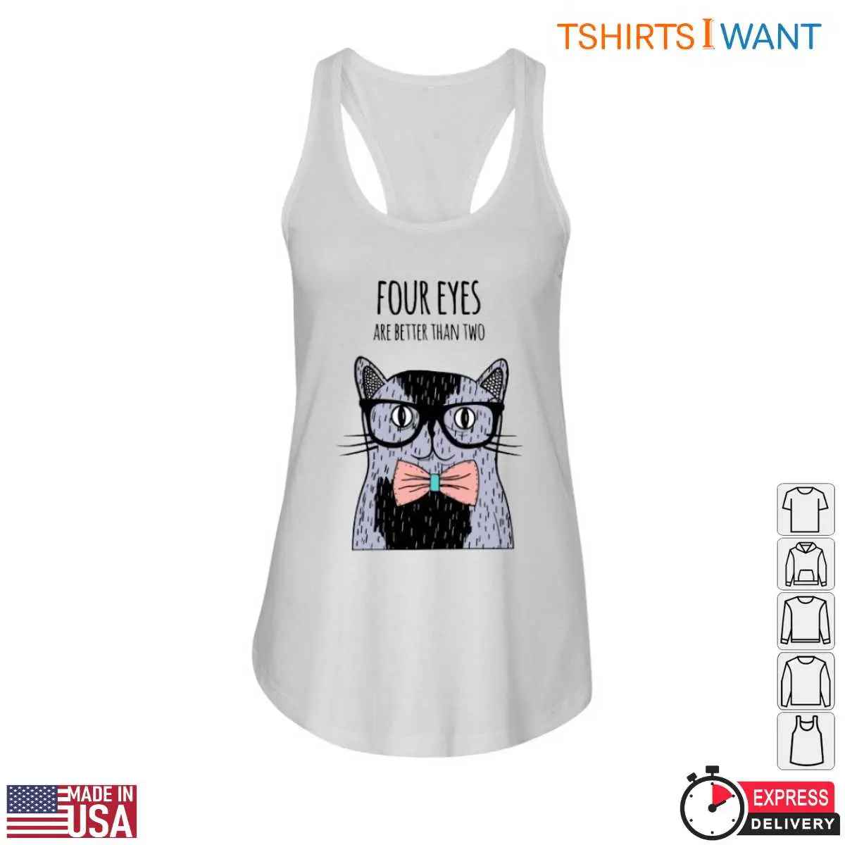 Cat with Glasses T-Shirt - Adorable Nerdy Bow Tie Design 13 Cat With Glasses T-Shirt Detail View