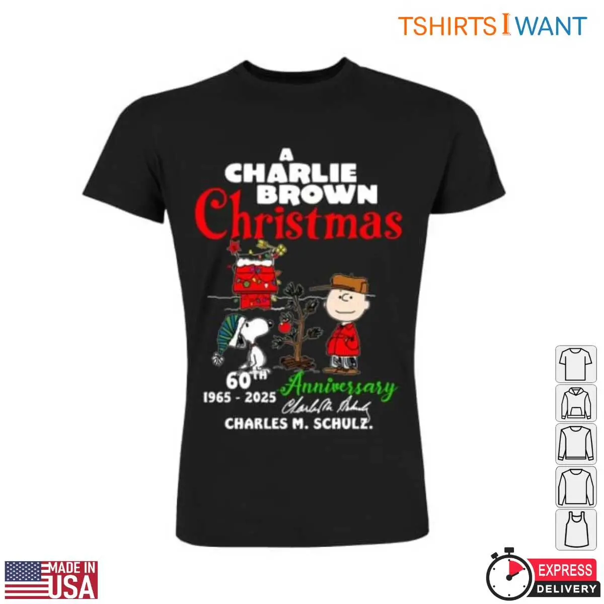 Charlie Brown 60th Anniversary T-Shirt - A Charlie Brown Christmas with Snoopy and Tree 13 Charlie Brown 60th Anniversary T-Shirt Detail