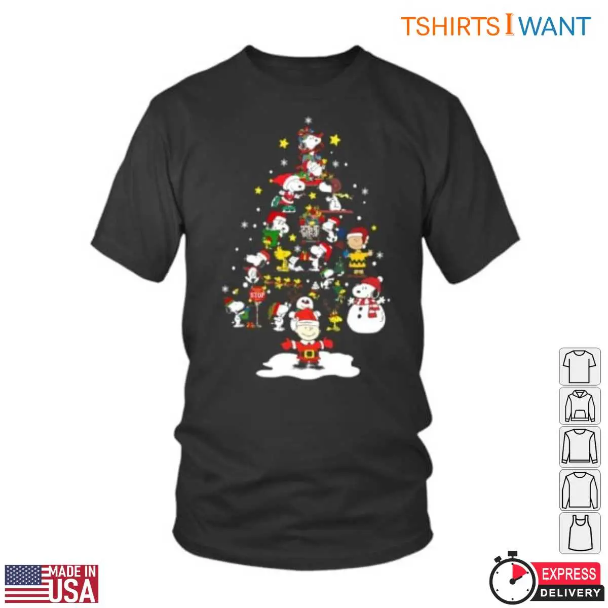Charlie Brown And Friends T-Shirt - Holiday Graphic with Snoopy and Tree 1 Charlie Brown And Friends Christmas Tree Scene Shirt 1 1.jpg