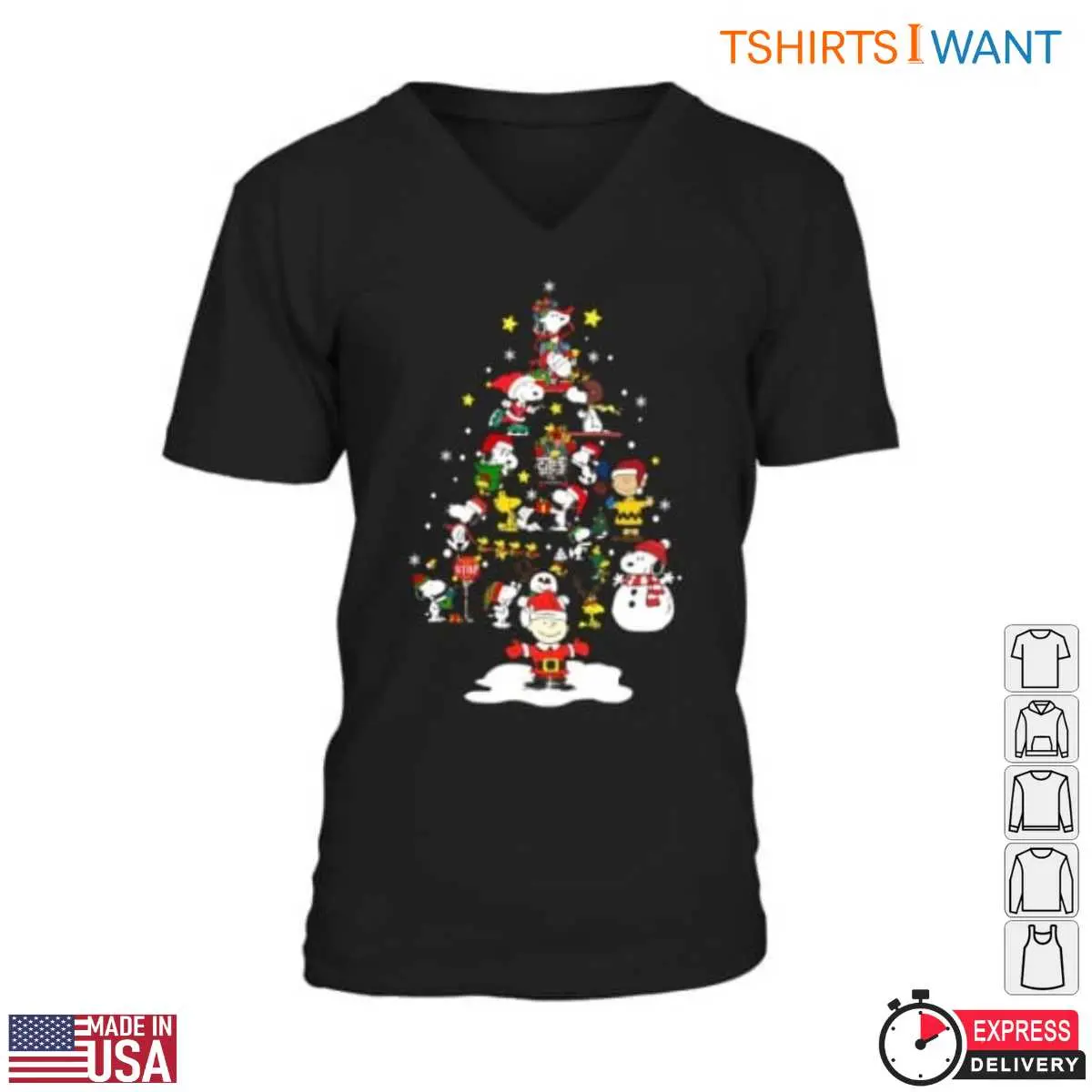 Charlie Brown And Friends T-Shirt - Holiday Graphic with Snoopy and Tree 2 Charlie Brown And Friends Christmas Tree Scene Shirt 2 1.jpg