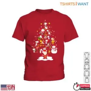 Charlie Brown And Friends T-Shirt - Holiday Graphic with Snoopy and Tree 9 Charlie Brown And Friends Christmas Tree Scene Shirt 4 1.jpg