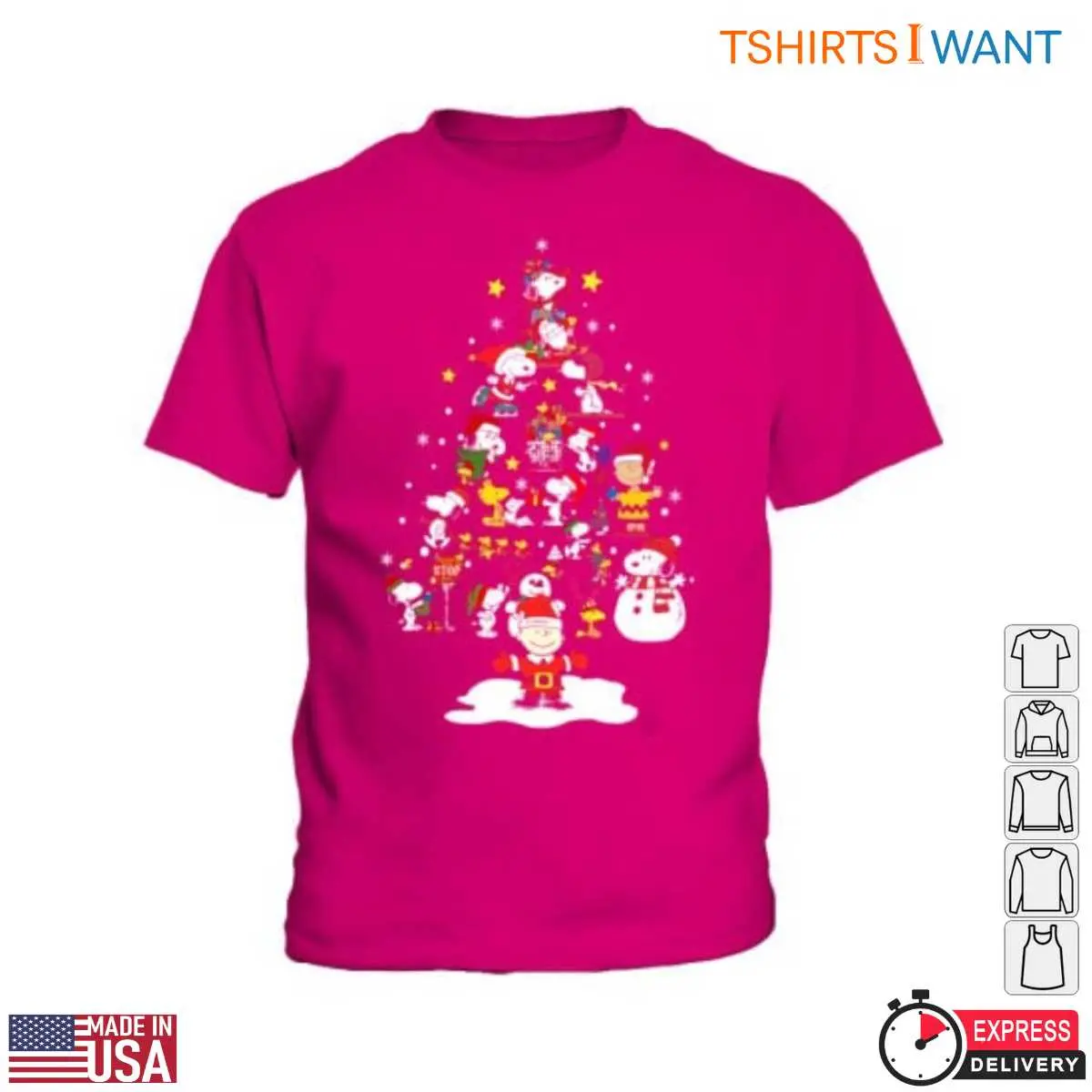 Charlie Brown And Friends T-Shirt - Holiday Graphic with Snoopy and Tree 5 Charlie Brown And Friends Christmas Tree Scene Shirt 5 1.jpg