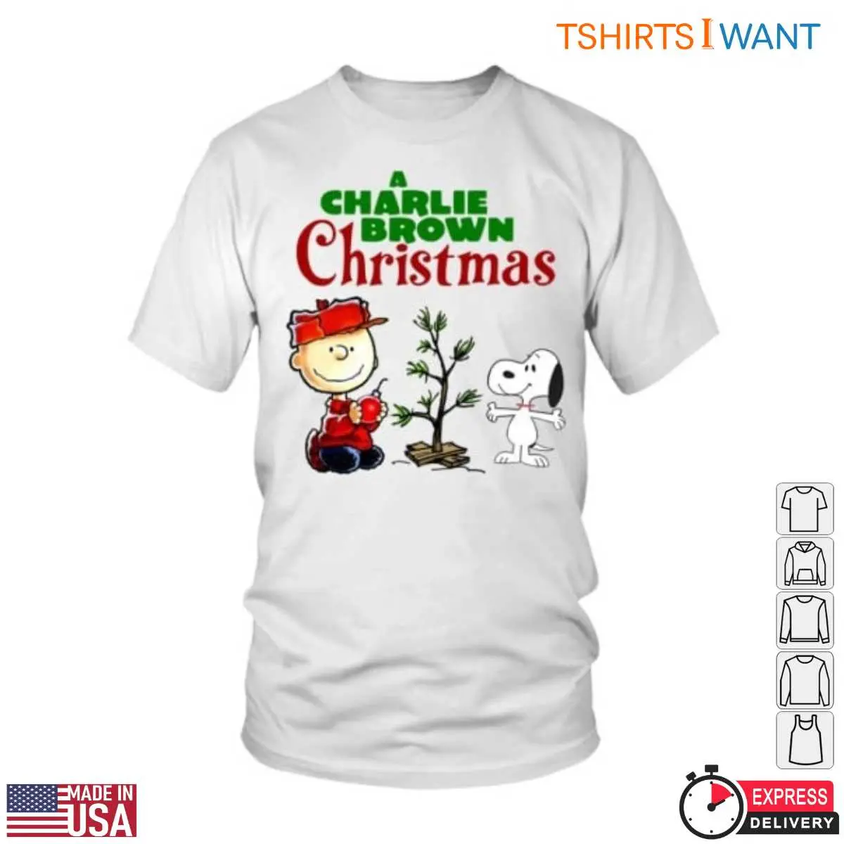 Charlie Brown Snoopy Christmas Tree T-Shirt – A Classic Holiday Design 12 Charlie Brown Snoopy Christmas Tree T-Shirt Front View