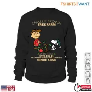 Charlie Brown Tree Farm T-Shirt - Festive Holiday Graphic with Snoopy and Charlie Brown 8 Charlie Brown Tree Farm Holiday Spirit T Shirt 3 1.jpg