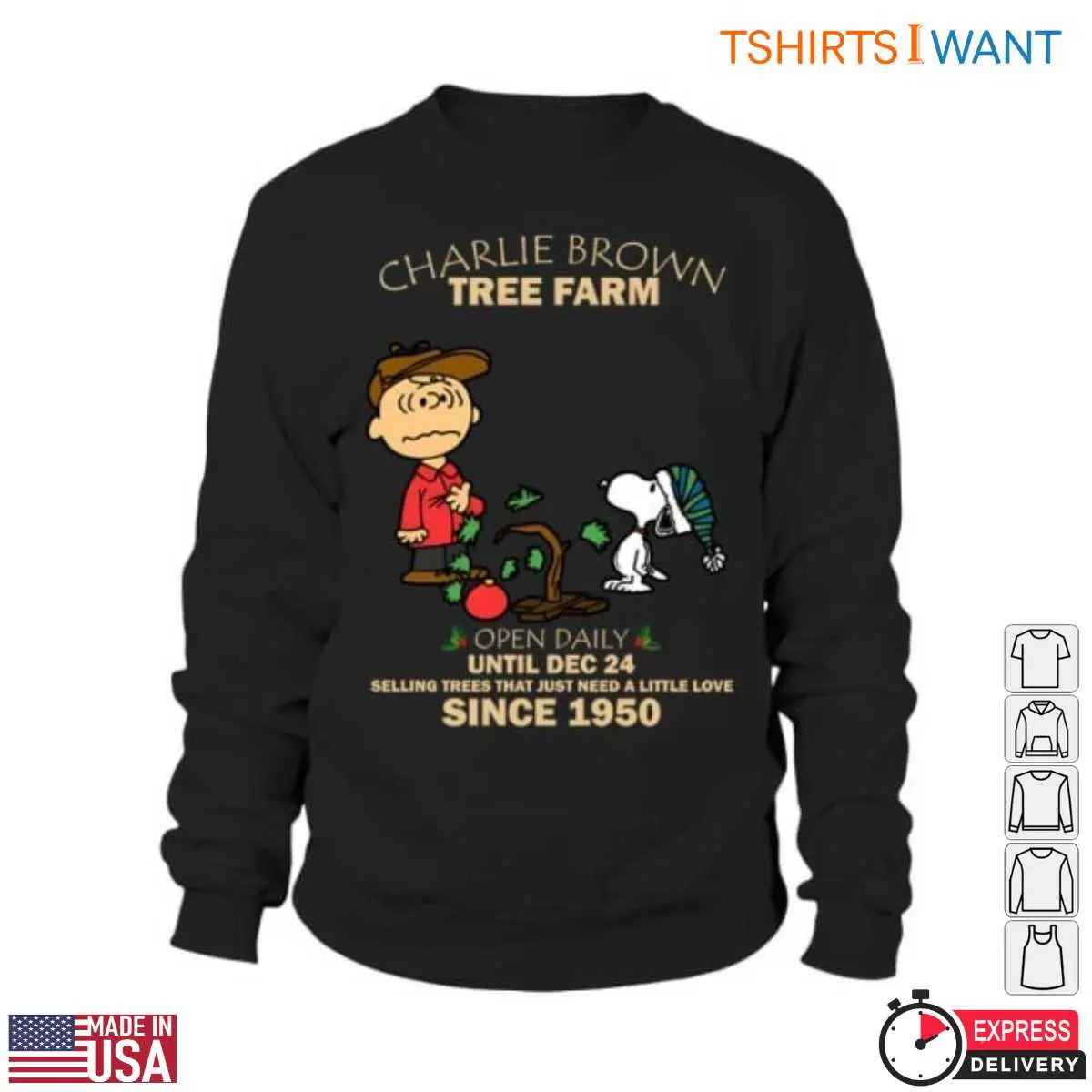 Charlie Brown Tree Farm T-Shirt - Festive Holiday Graphic with Snoopy and Charlie Brown 13 Charlie Brown Tree Farm T-Shirt Detail