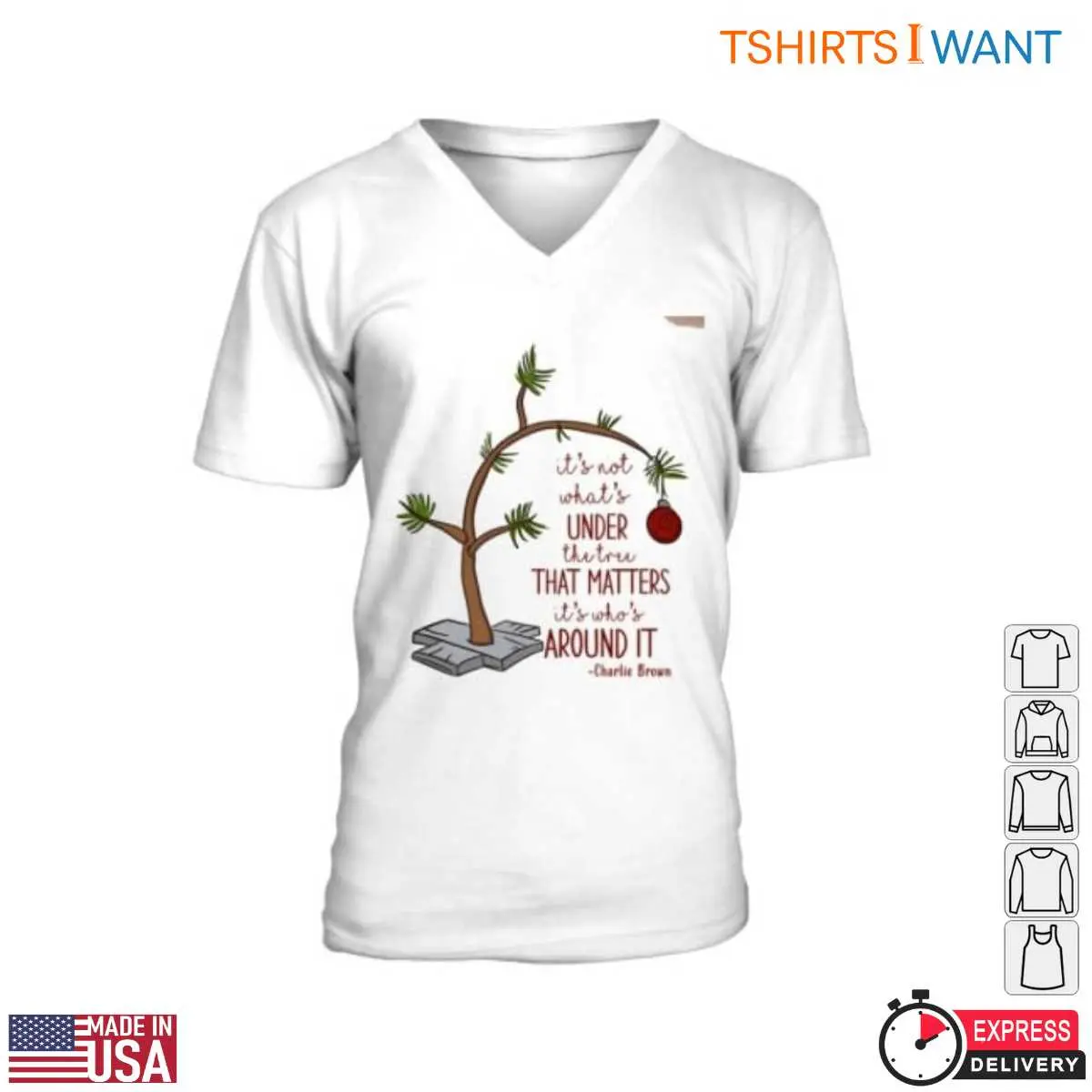 Charlie Brown's Christmas Tree T-Shirt – Leaning Tree with Holiday Quote 13 Charlie Brown's Christmas Tree T-Shirt Detail