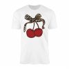 Cherry T shirt E28093 Cute Red Cherries with Leopard Print Bow Tee 1.jpg