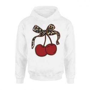 Cherry T shirt E28093 Cute Red Cherries with Leopard Print Bow Tee 2.jpg