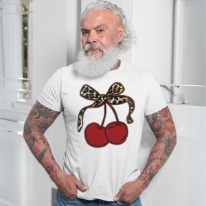 Cherry T shirt E28093 Cute Red Cherries with Leopard Print Bow Tee 7.jpg