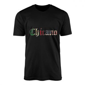 Chicano T shirt E28093 Mexican American Heritage Flag Script Tee 1.jpg