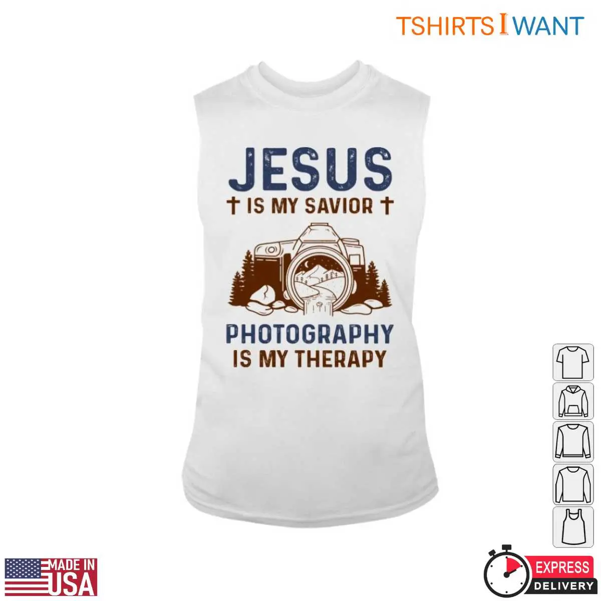 Christian Camera T-Shirt - Jesus Is My Savior Photography Is My Therapy Design 13 Christian Camera T-Shirt Detail View
