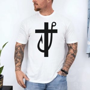 Christian Fisherman Gift T Shirt Faith Fishing Cross Hook Logo 4 1.jpg