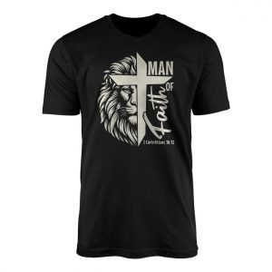 Christian Lion of Judah Cross T Shirt Man of Faith Bible Verse Tee 1 1.jpg