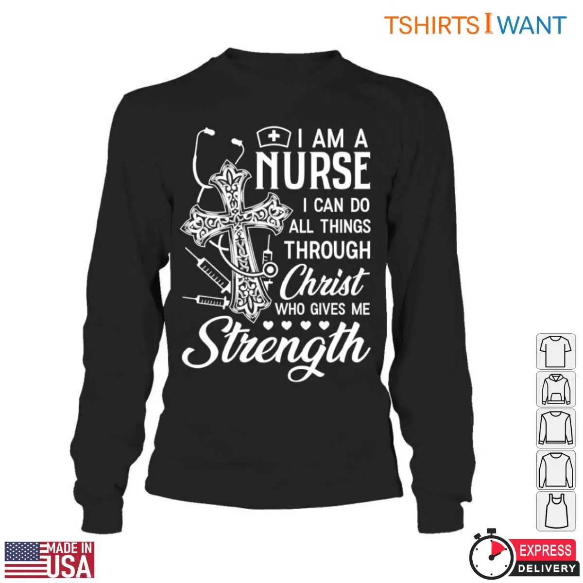 Christian Nurse T Shirt Faith Strength Cross Design 5 1.jpg