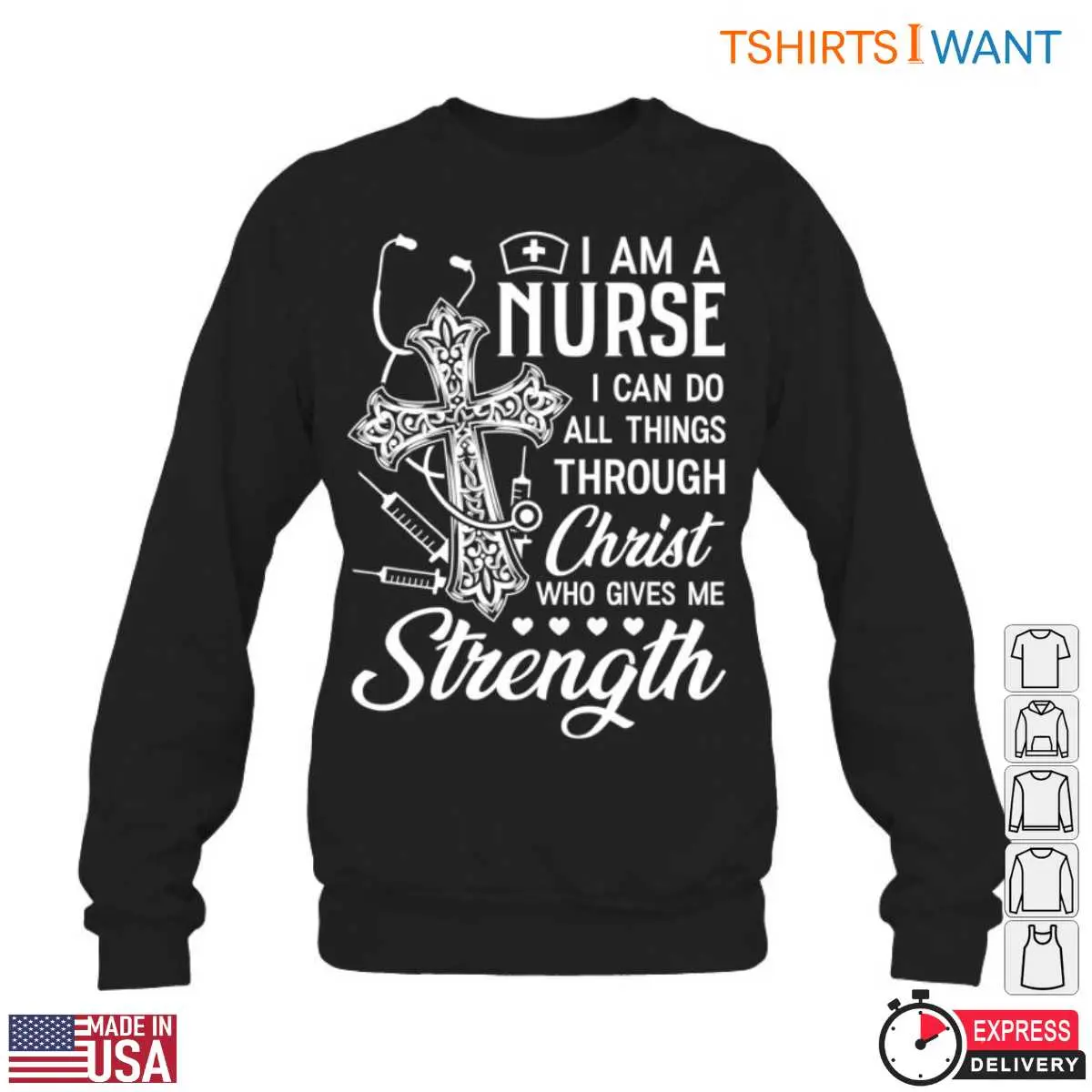 Christian Nurse T Shirt Faith Strength Cross Design 6 1.jpg