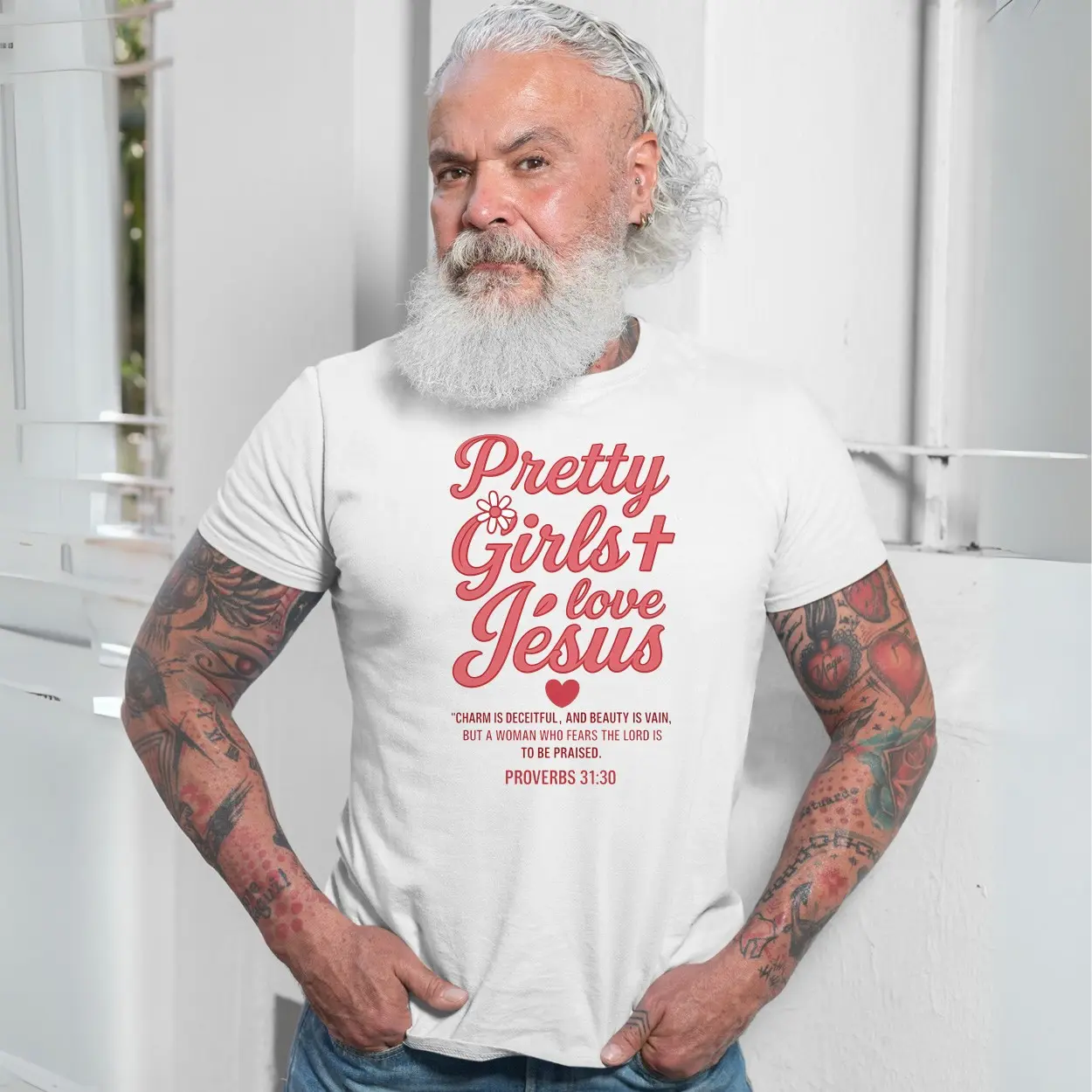 Christian T Shirt E28093 Pretty Girls Love Jesus Proverbs 31 30 Bible Verse Tee 7.jpg