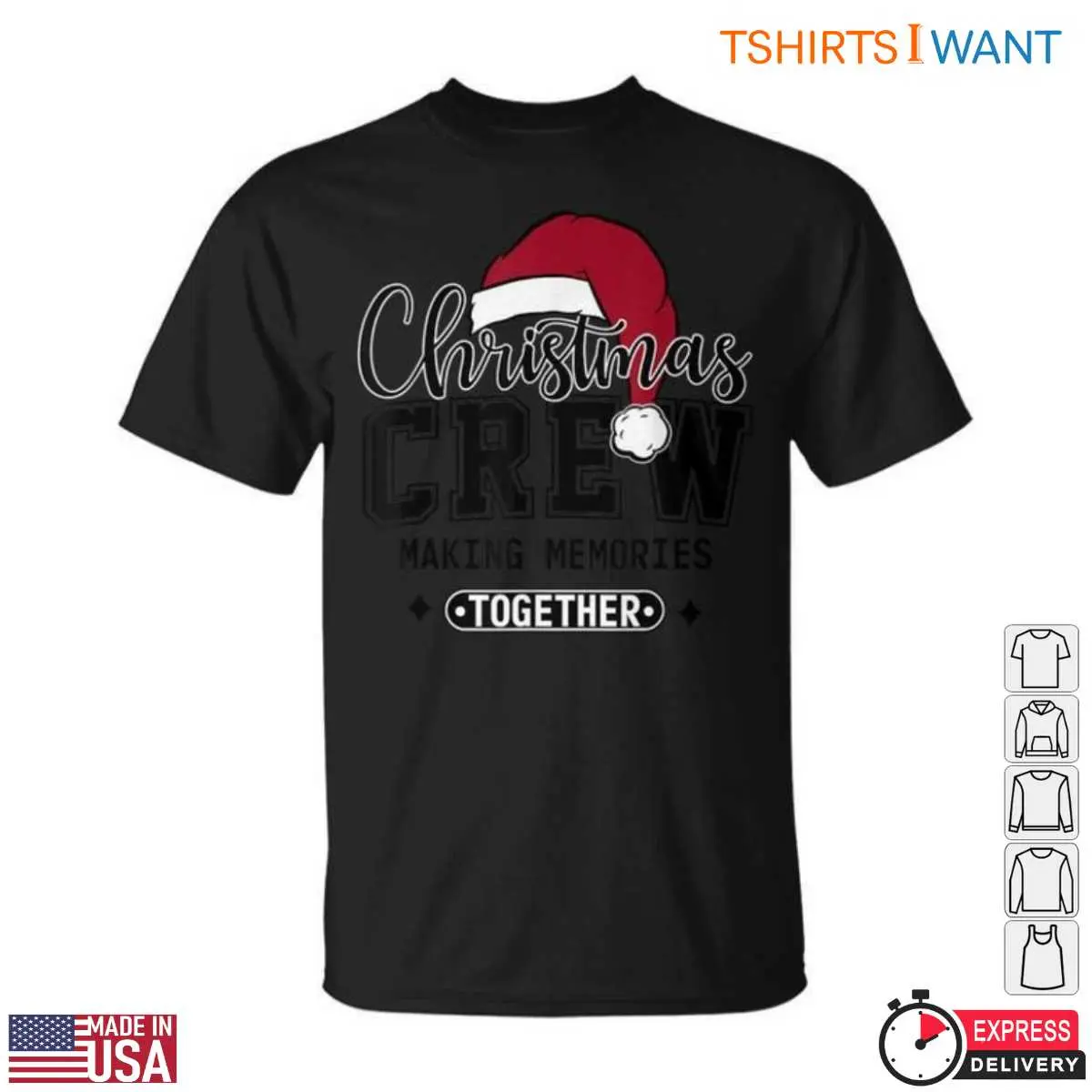 Christmas Crew T-Shirt - Making Memories Together Holiday Graphic Tee with Santa Hat 2 Christmas Crew T Shirts Family Matching Set 2 1.jpg