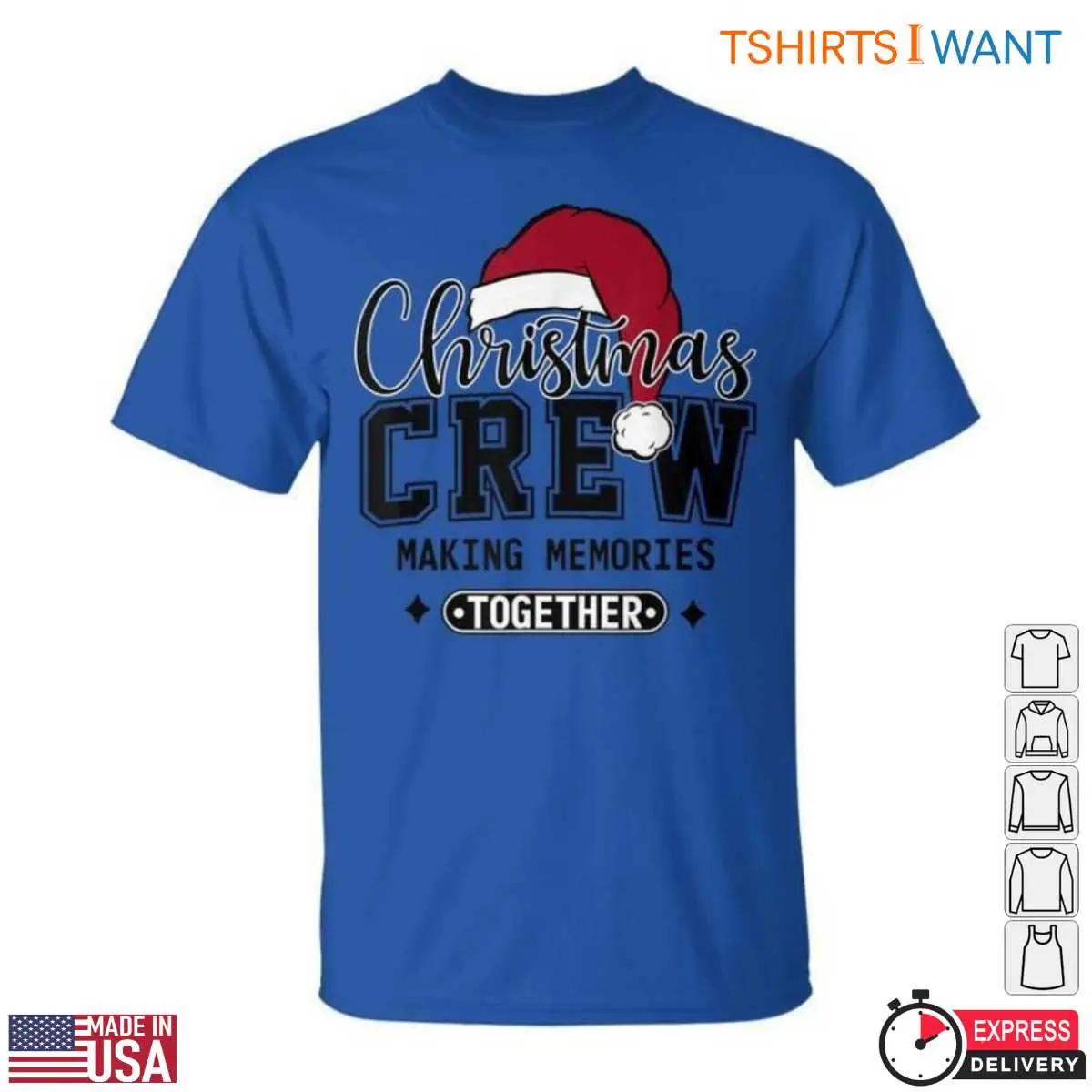 Christmas Crew T-Shirt - Making Memories Together Holiday Graphic Tee with Santa Hat 3 Christmas Crew T Shirts Family Matching Set 3 1.jpg
