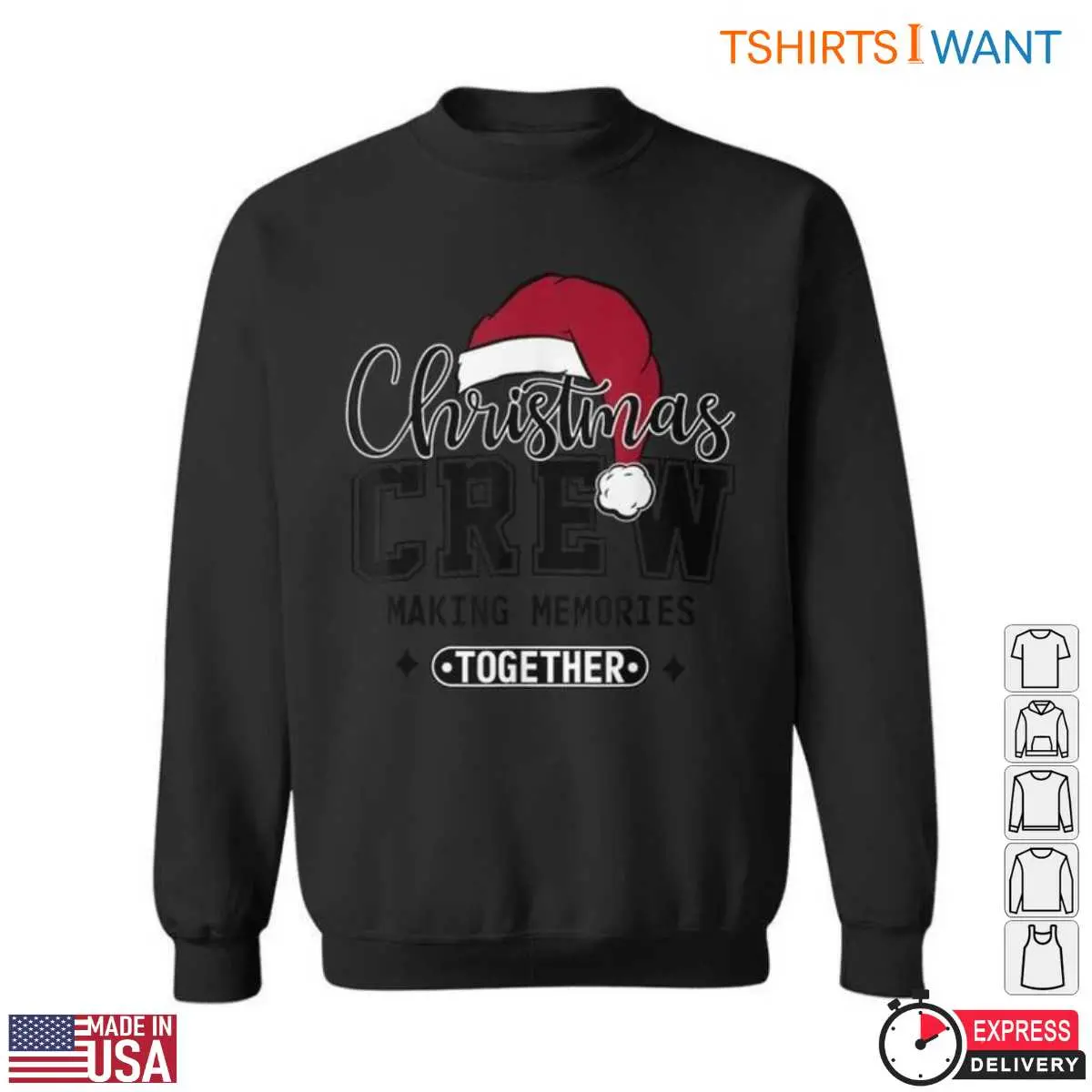 Christmas Crew T-Shirt - Making Memories Together Holiday Graphic Tee with Santa Hat 4 Christmas Crew T Shirts Family Matching Set 4 1.jpg