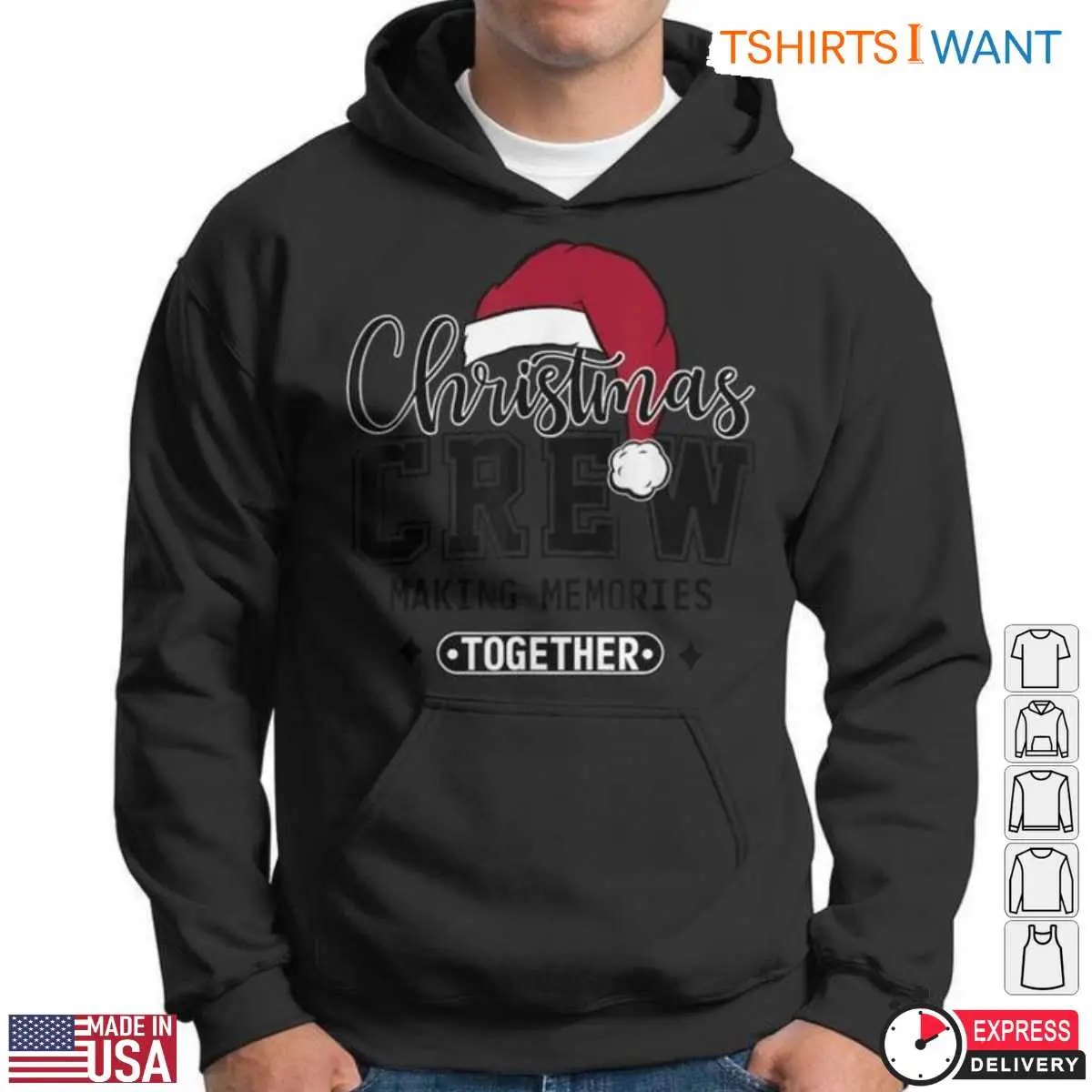 Christmas Crew T-Shirt - Making Memories Together Holiday Graphic Tee with Santa Hat 5 Christmas Crew T Shirts Family Matching Set 5 1.jpg
