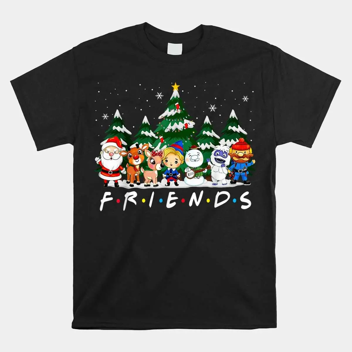 Christmas Family Pajamas Shirt - Santa, Rudolph, Snowman Friends Design 10 Christmas Family Pajamas Santa Friends