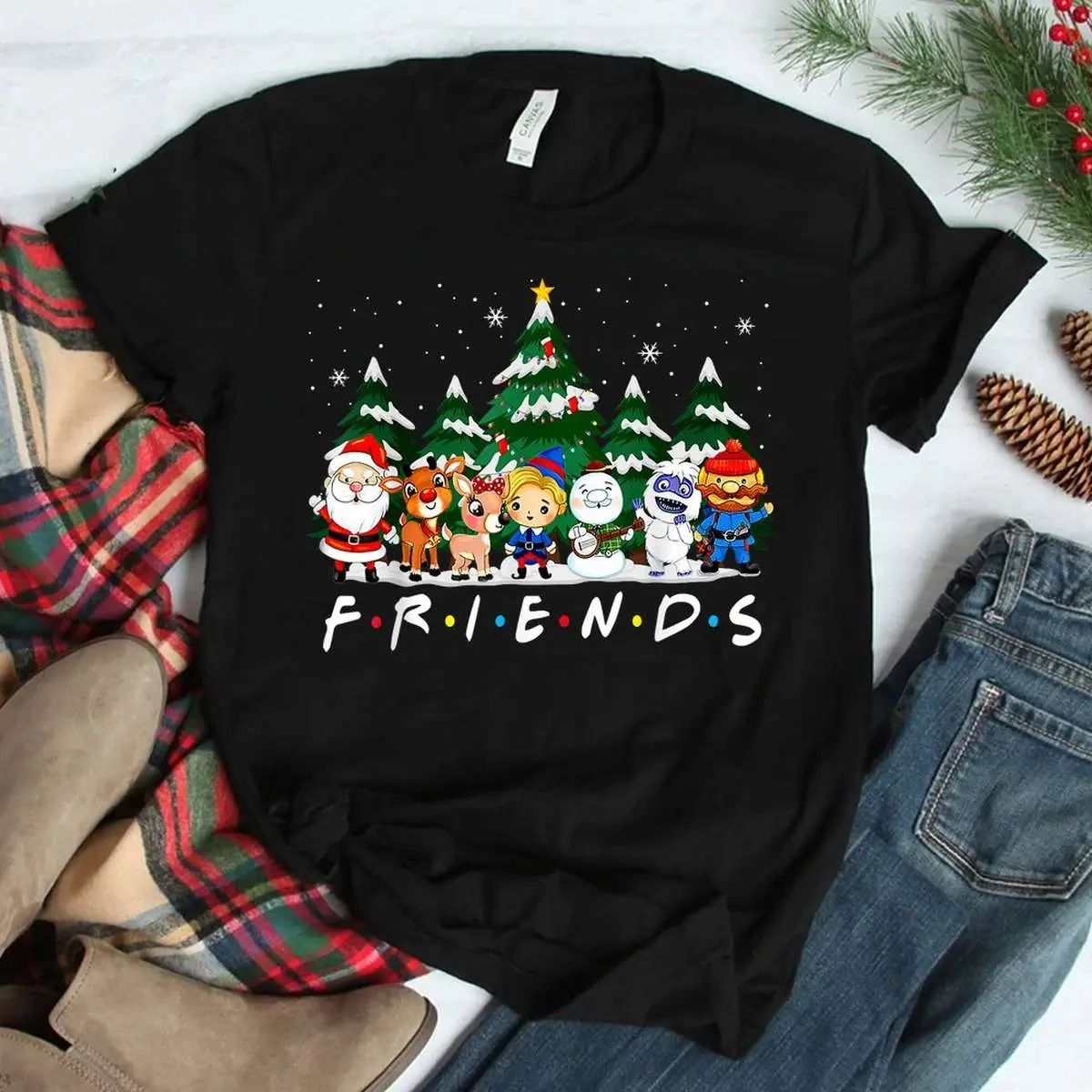 Christmas Family Pajamas Shirt - Santa, Rudolph, Snowman Friends Design 11 Christmas Family Pajamas Santa Friends Design