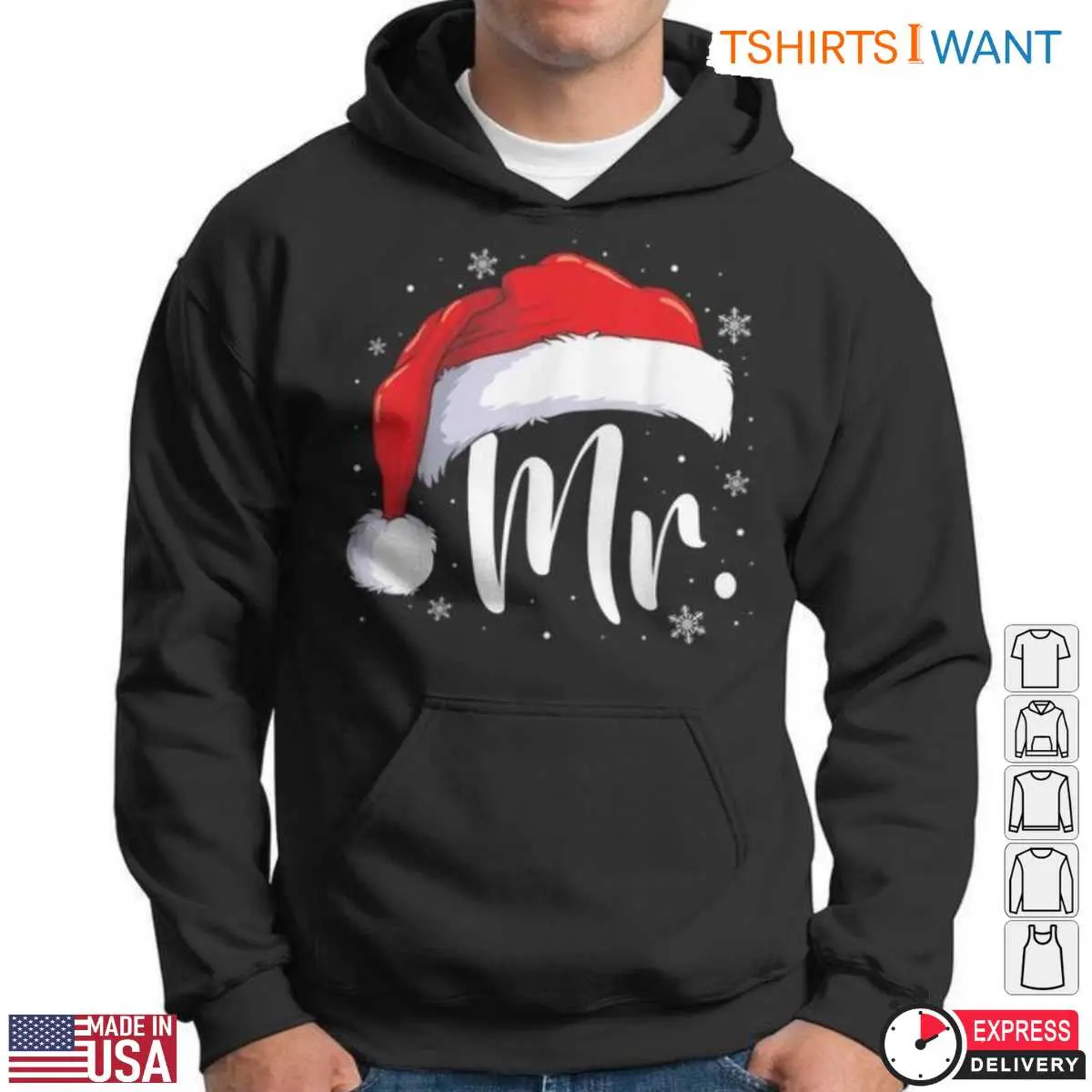 Christmas Hat Santa T-Shirt - Mr And Mrs Claus Couples Matching Christmas 13 Christmas Hat Santa T-Shirt Detail