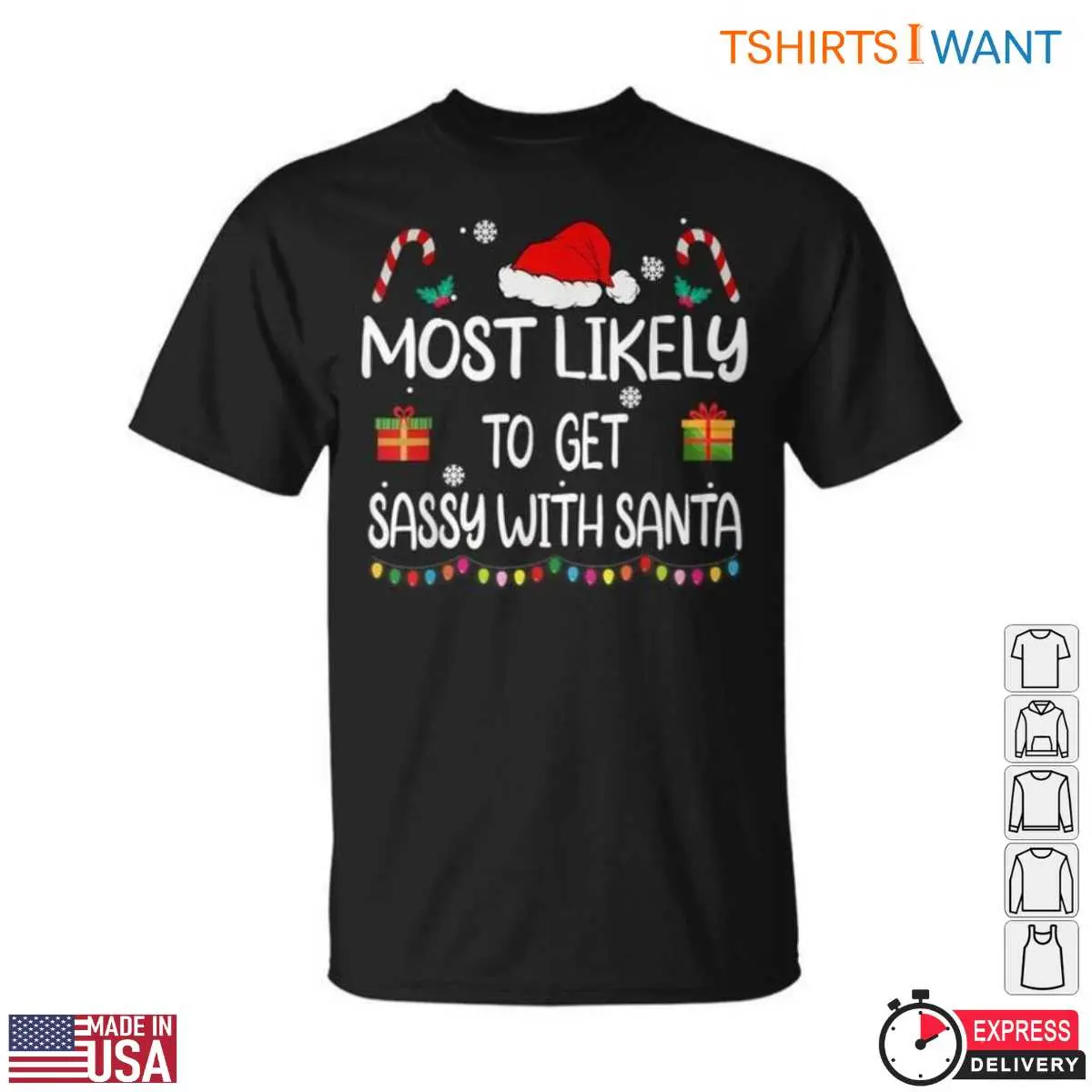 Christmas Items T-Shirt - Sassy Santa Graphic Tee with Gifts and Candy Canes 1 Christmas Items Festive Holiday Collection Tee 1 1.jpg
