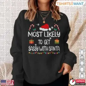 Christmas Items T-Shirt - Sassy Santa Graphic Tee with Gifts and Candy Canes 8 Christmas Items Festive Holiday Collection Tee 3 1.jpg