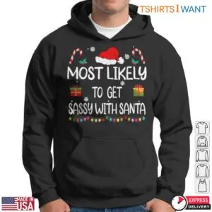 Christmas Items T-Shirt - Sassy Santa Graphic Tee with Gifts and Candy Canes 9 Christmas Items Festive Holiday Collection Tee 4 1.jpg