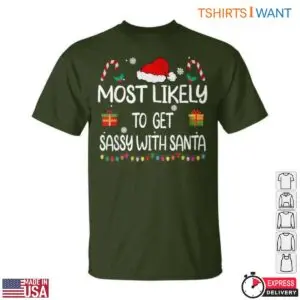 Christmas Items T-Shirt - Sassy Santa Graphic Tee with Gifts and Candy Canes 11 Christmas Items Festive Holiday Collection Tee 6 1.jpg