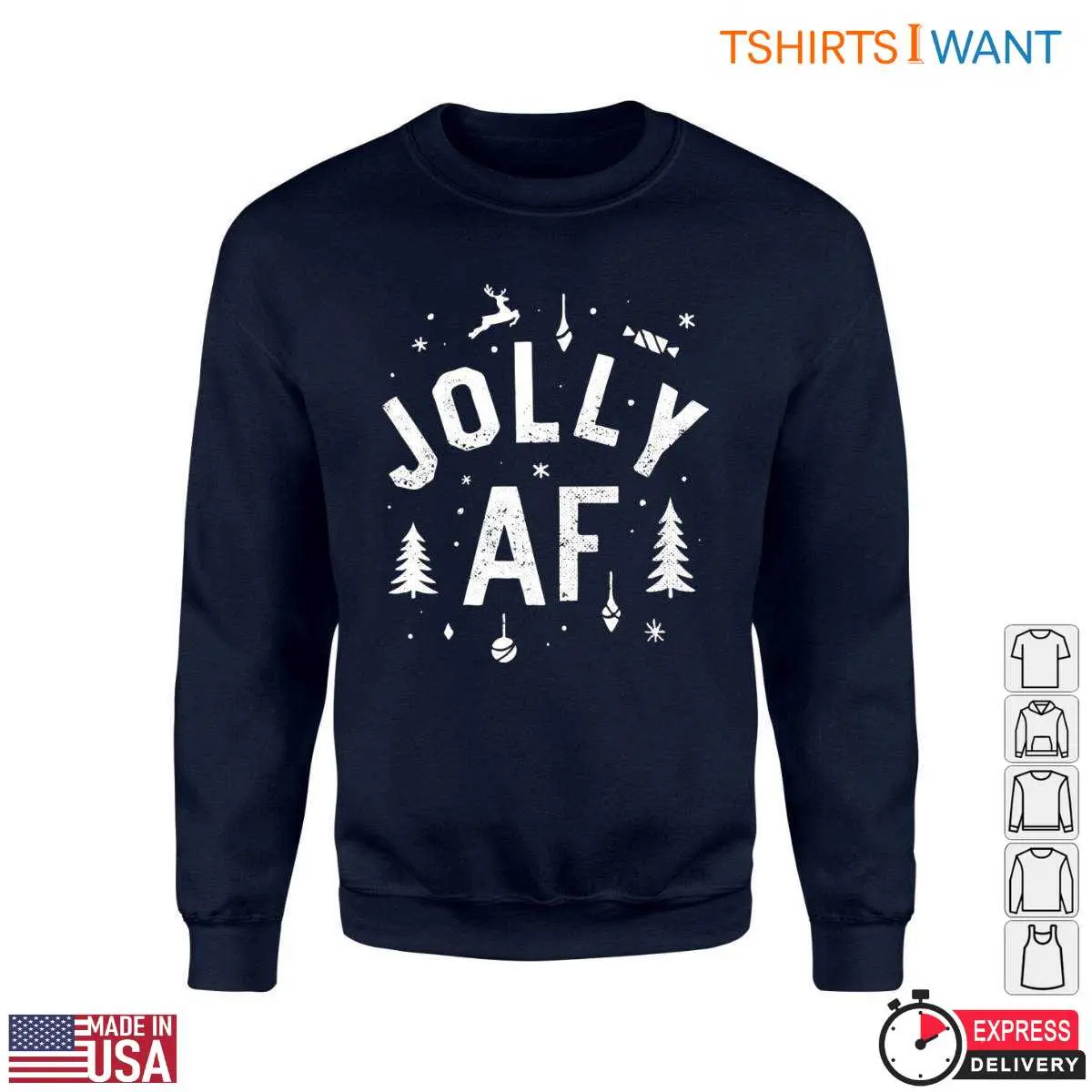 Christmas Motifs T Shirt Jolly AF Holiday Decorations 3 1.jpg