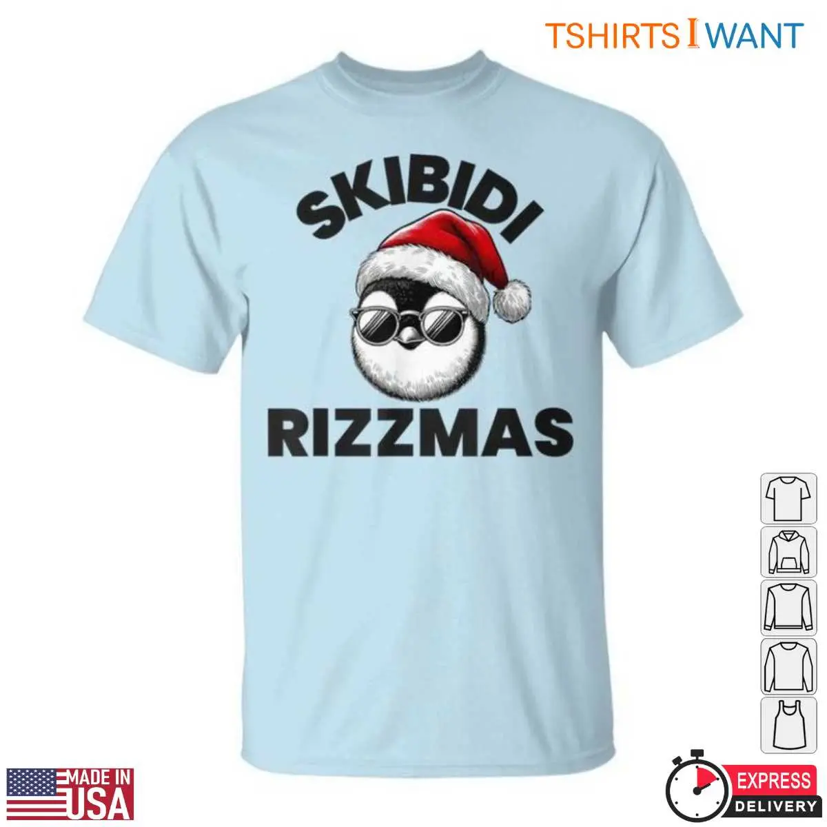 Christmas Penguin T-Shirt - Skibidi Rizzmas Graphic Tee with Santa Hat and Sunglasses 5 Christmas Penguin Skibidi Holiday Fun T Shirt 5 1.jpg