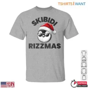Christmas Penguin T-Shirt - Skibidi Rizzmas Graphic Tee with Santa Hat and Sunglasses 11 Christmas Penguin Skibidi Holiday Fun T Shirt 6 1.jpg
