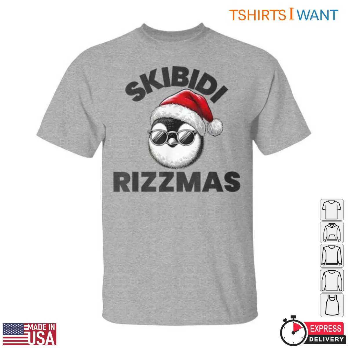 Christmas Penguin T-Shirt - Skibidi Rizzmas Graphic Tee with Santa Hat and Sunglasses 6 Christmas Penguin Skibidi Holiday Fun T Shirt 6 1.jpg