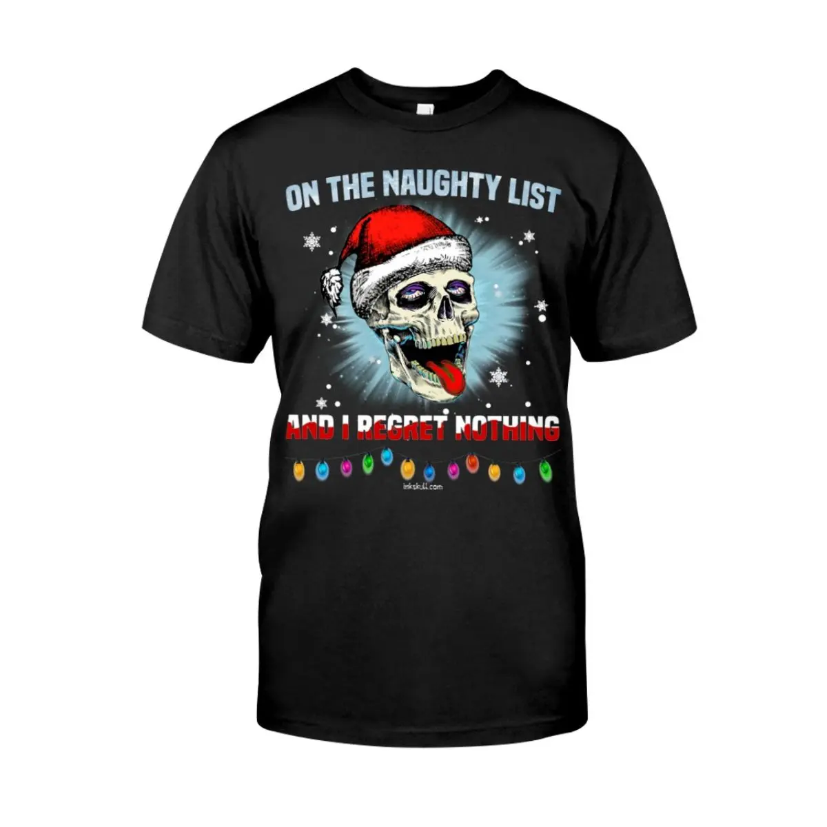 Christmas Skull Shirt On the Naughty List and I Regret Nothing Funny Skull Design 1 1.jpg