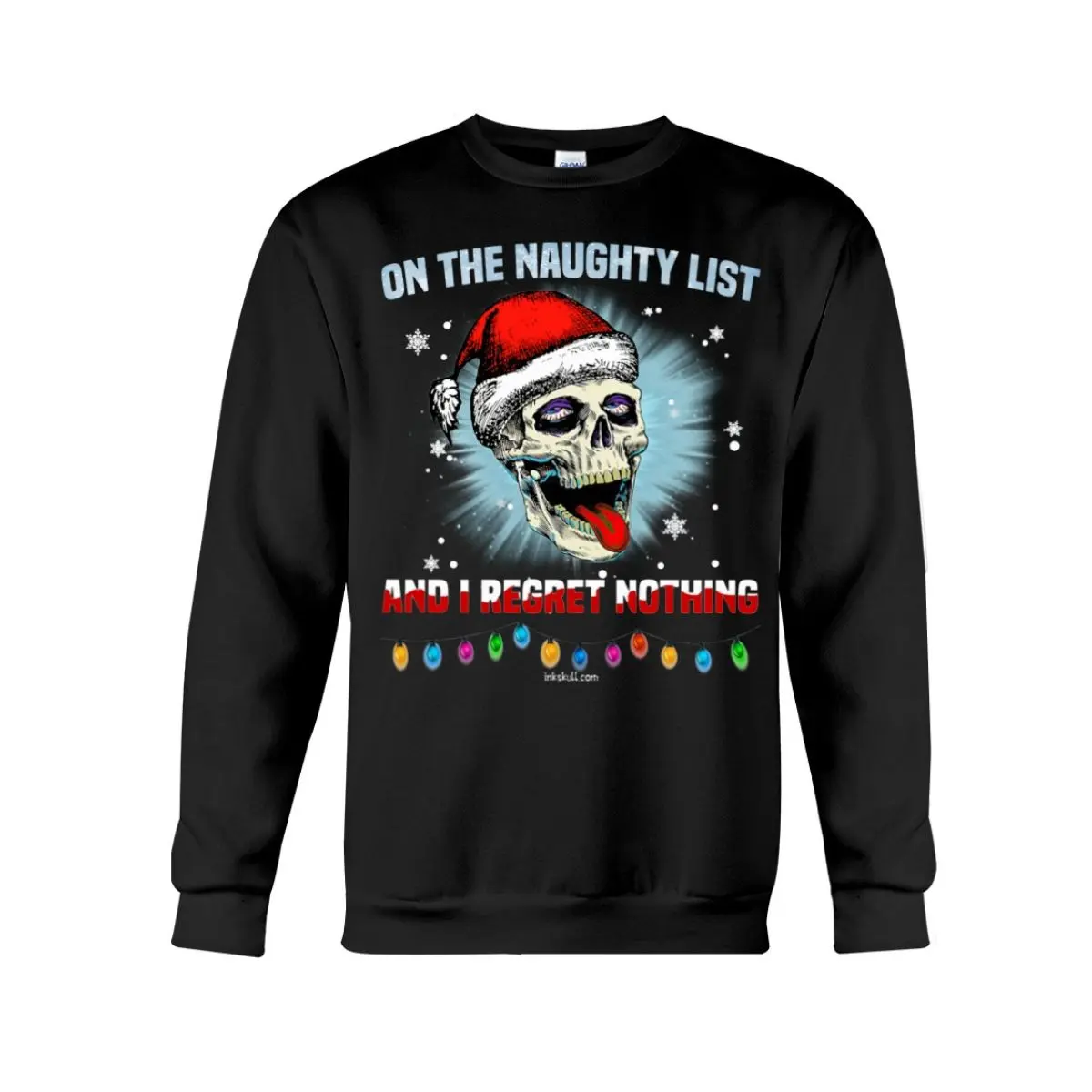 Christmas Skull Shirt On the Naughty List and I Regret Nothing Funny Skull Design 2 1.jpg