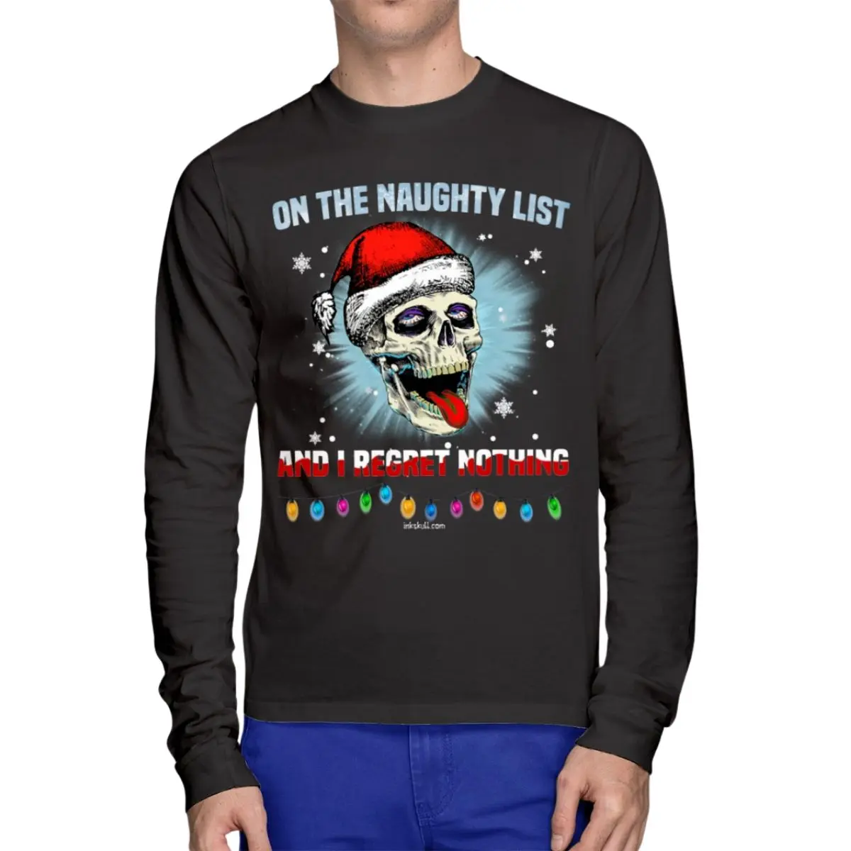 Christmas Skull Shirt On the Naughty List and I Regret Nothing Funny Skull Design 8 1.jpg