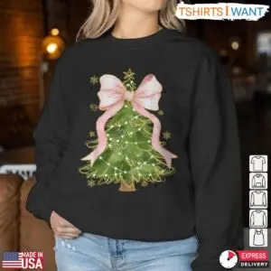 Christmas Tree Pink Bows T-Shirt - Glitter and Lights for the Holidays 8 Christmas Tree Pink Bows T Shirt Glitter and Lights for the Holidays 3 1.jpg