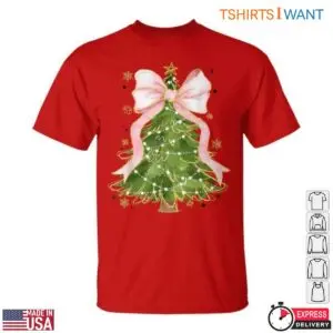 Christmas Tree Pink Bows T-Shirt - Glitter and Lights for the Holidays 11 Christmas Tree Pink Bows T Shirt Glitter and Lights for the Holidays 6 1.jpg