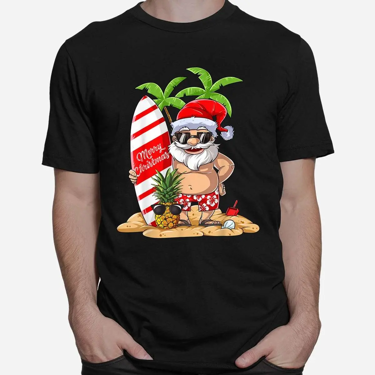 Christmas in July Shirt - Santa Hawaiian Summer Surfing Tee 2