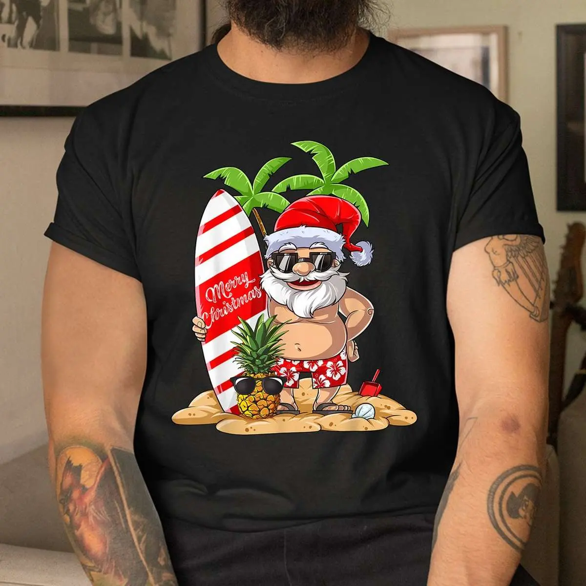 Christmas in July Shirt - Santa Hawaiian Summer Surfing Tee 11 Christmas in July Santas Summer Vacation 4