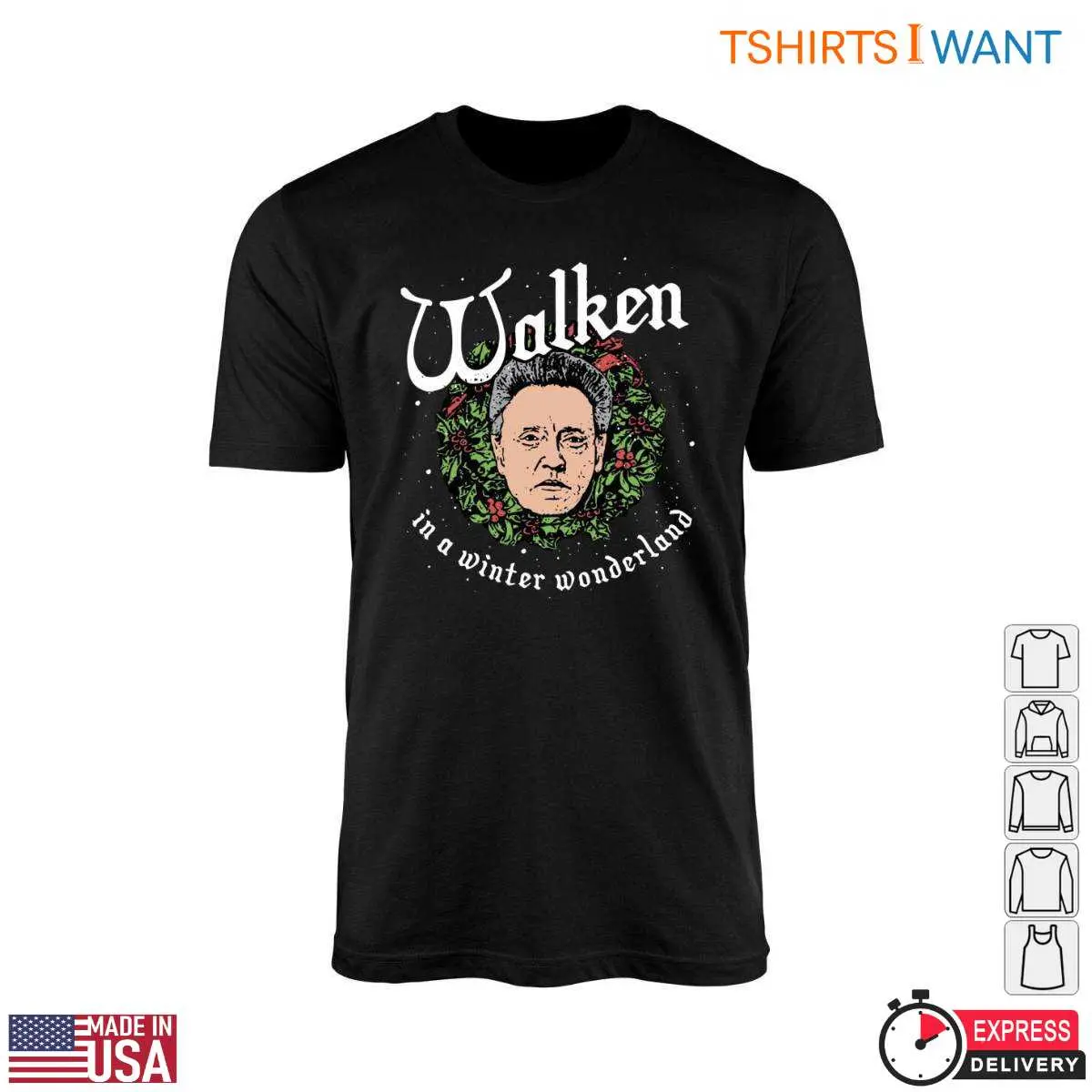 Christopher Walken Actor T-Shirt - Walken in a Winter Wonderland 10 Christopher Walken T-Shirt Front View