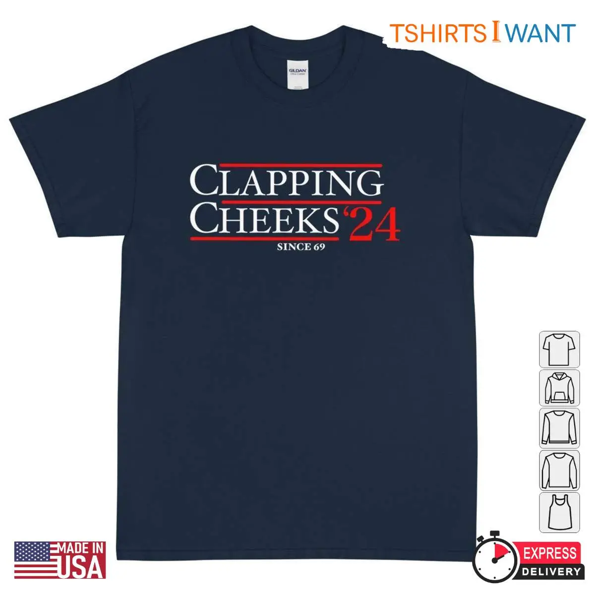 Clapping Cheeks '24 T Shirt – Funny Retro Style Presidential Parody Tee 1