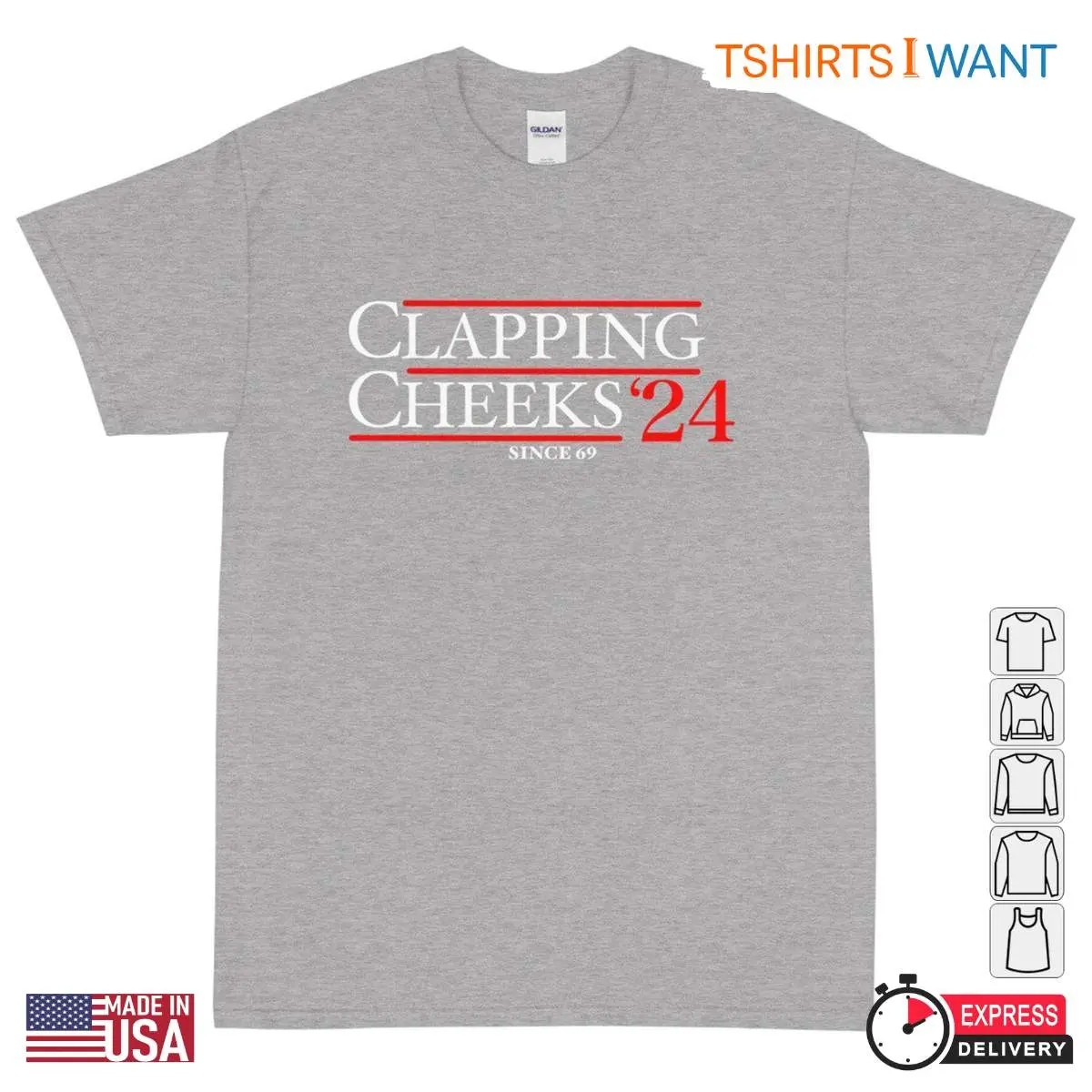 Clapping Cheeks '24 T Shirt – Funny Retro Style Presidential Parody Tee 3